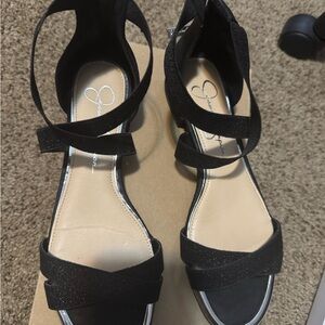 Jessica Simpson Black Glitter Sandals